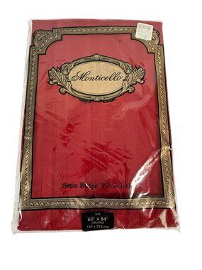 Monticello Satin Stripe Tablecloth Oblong 60" X 84" Burgundy/Red Holiday Festive